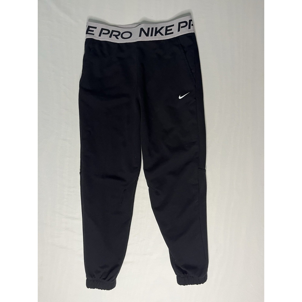 Nike Dri Fit Pro Fleece Joggers Pants Girl's Large Black Elastic Waist Pockets
